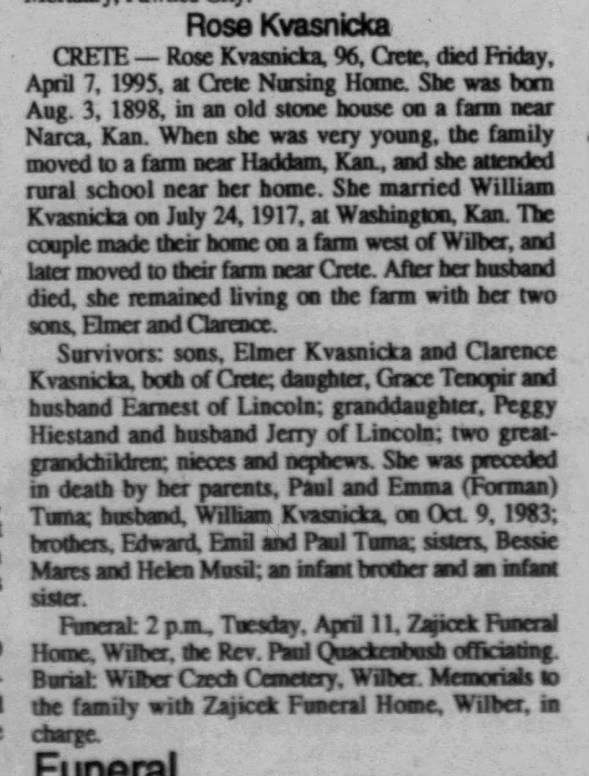 Rose’s obituary